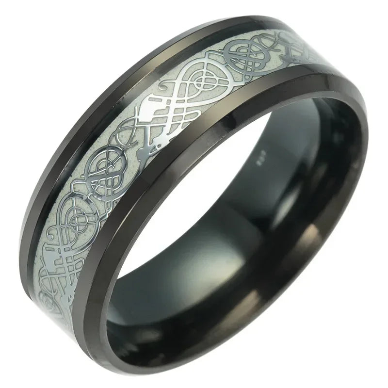 Luminous Dragon Ceramic Stainless Steel Ring – Unisex Band Fashion Ring Nixie