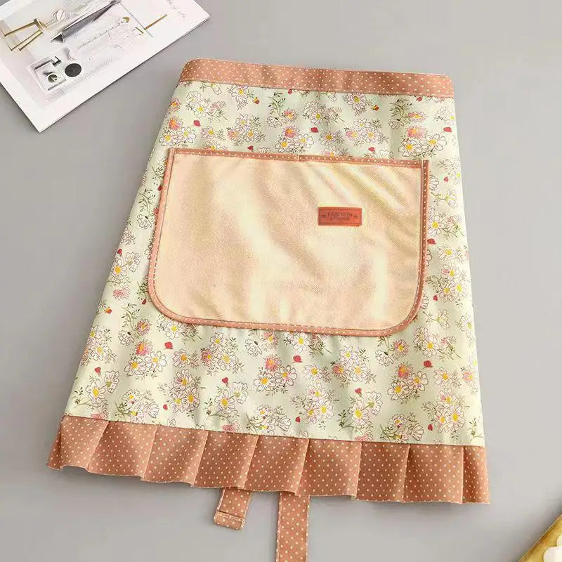 Women's Linen Cotton Half-Body Waist Apron for Kitchen Kitchen Waist Apron Nixie A5