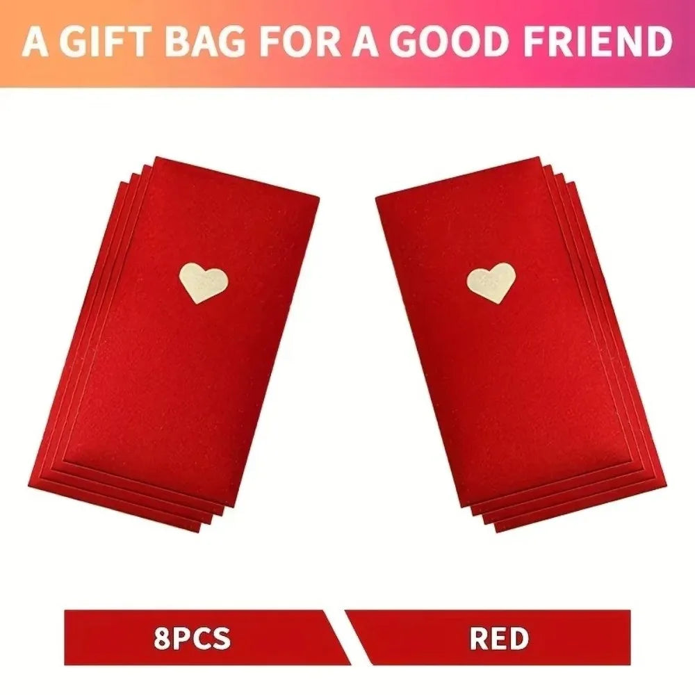 6pcs Red Gift Envelopes – Love Patterns | New Year & Valentine's