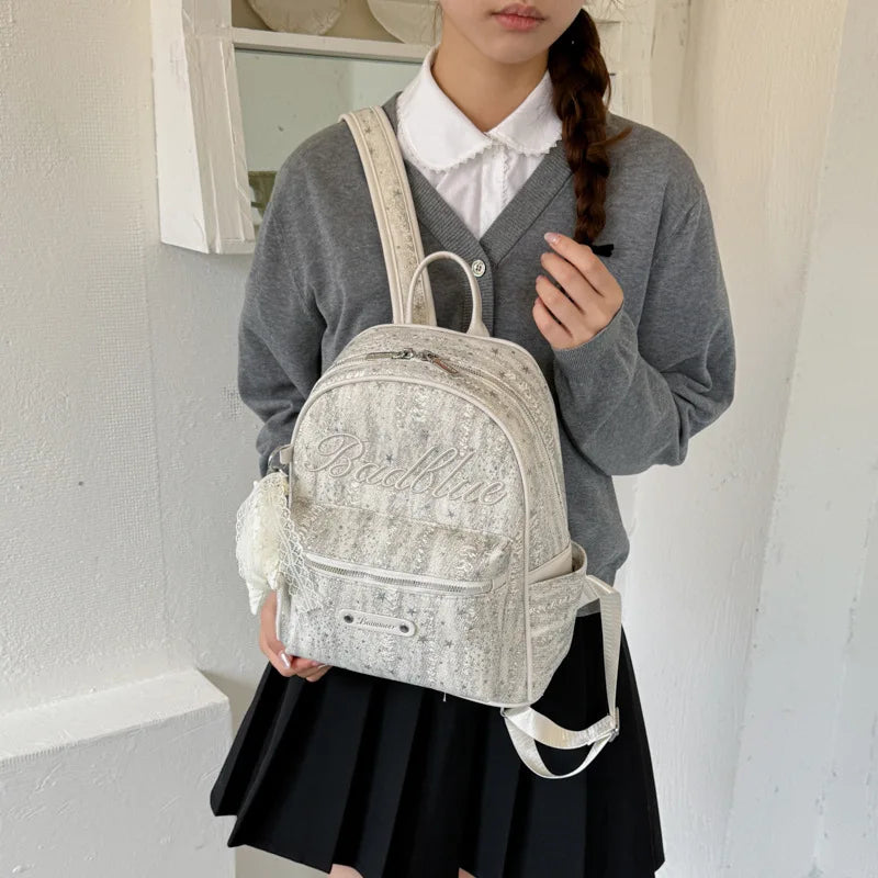 Korean Star-Embroidered Backpack – Large Capacity Women's Bag Women's Backpack Nixie