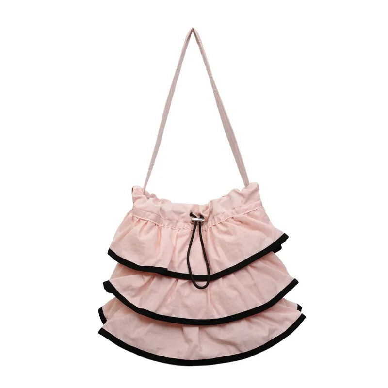 Korean Ruffled Drawstring Shoulder Bag – Large Capacity Women Shoulder Bag Nixie
