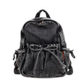 Vintage Washed Distressed Denim Mini Backpack for Women Denim Mini Backpack Nixie Black