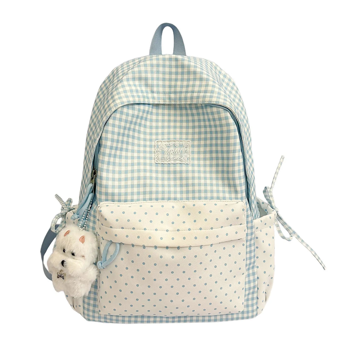 Korean Style Retro Plaid Girls School Backpack – Lightweight School Backpack Nixie Blue