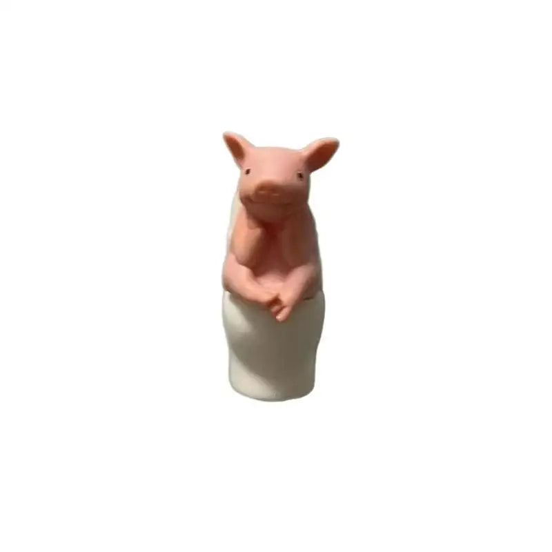 Cute Pig on Toilet Figurine – Funny Bathroom Desk Decor Novelty Figurine Nixie