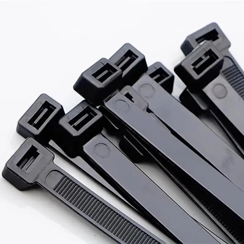 100PCS Self-Locking Nylon Cable Ties Black Zip Straps Nylon Cable Ties Nixie