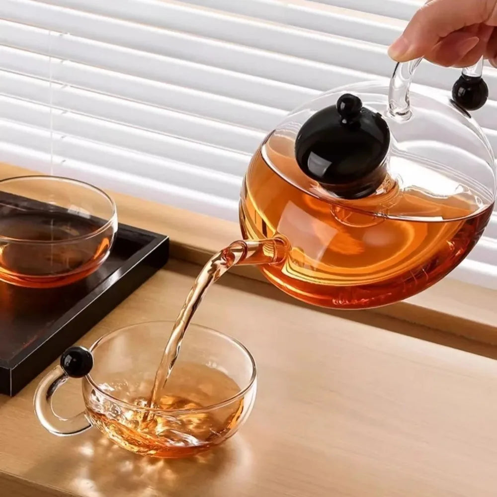Clear Glass Teapot with Infuser – Heat Resistant Loose Leaf Tea Glass Teapot Nixie