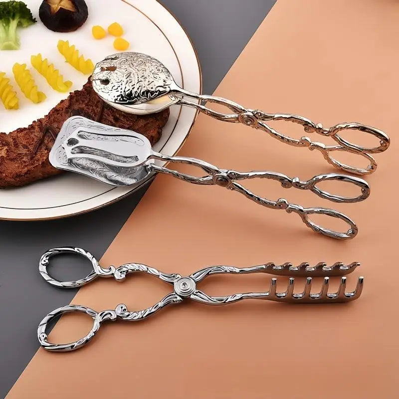 Vintage Gold Plated Serving Tongs – Rustproof Food Clip Kitchen Serving Tongs Nixie