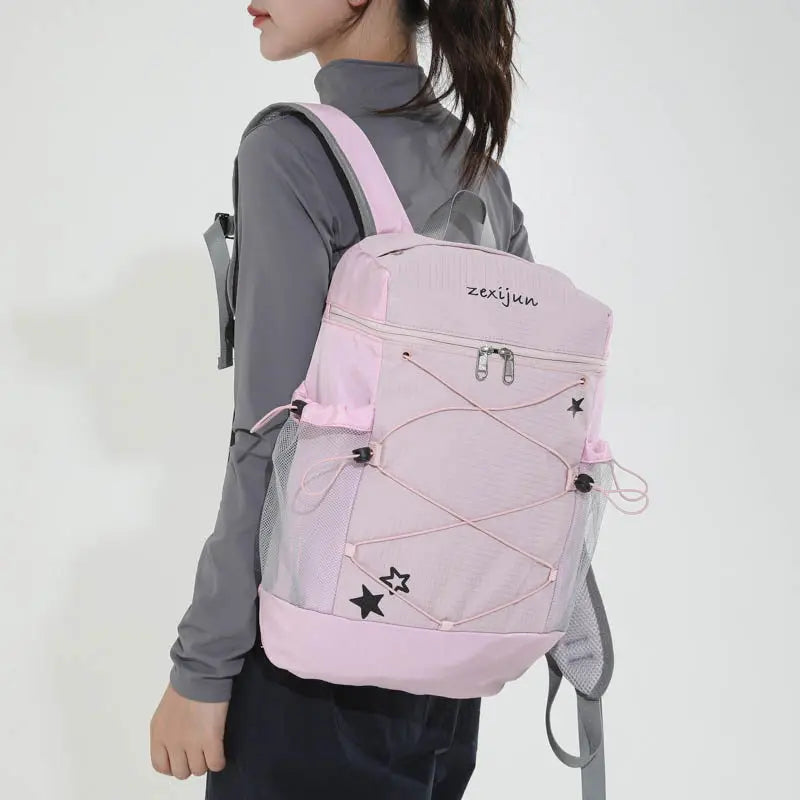 Nixie Large Drawstring Backpack – Lightweight Travel & Hiking Bag Travel Backpack Nixie Pink