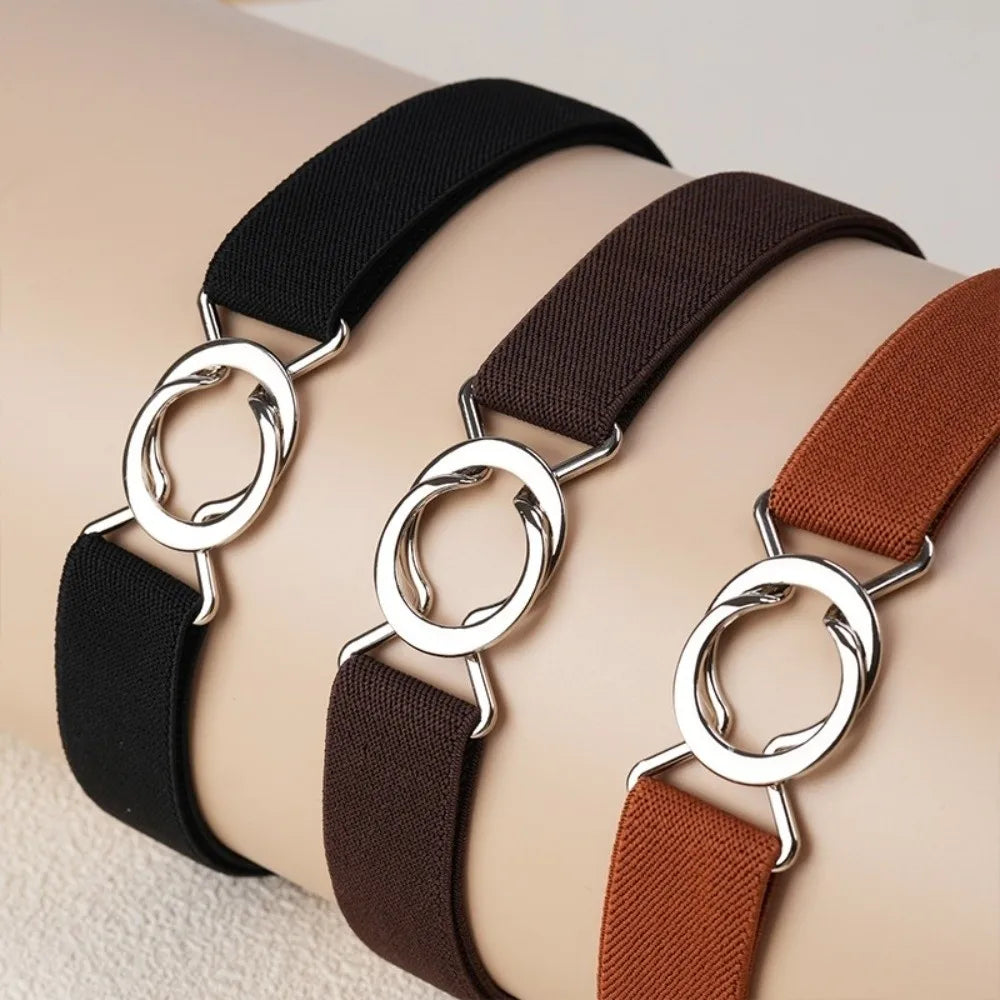 Women's Elastic Invisible Belt – Adjustable Metal Buckle, 2.5cm Elastic Waist Belt Nixie