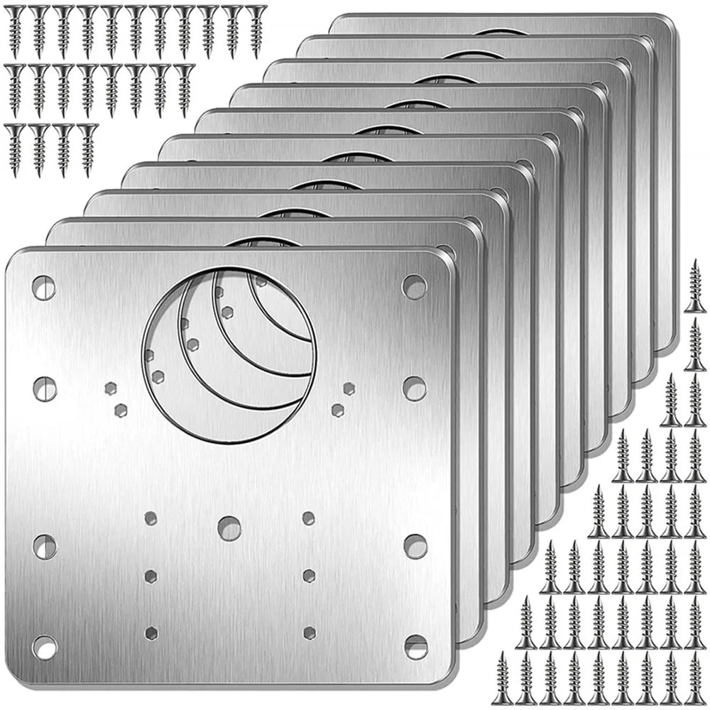 10-Pack Stainless Steel Cabinet Hinge Repair Plates & Screws Hinge Repair Kit Nixie 1