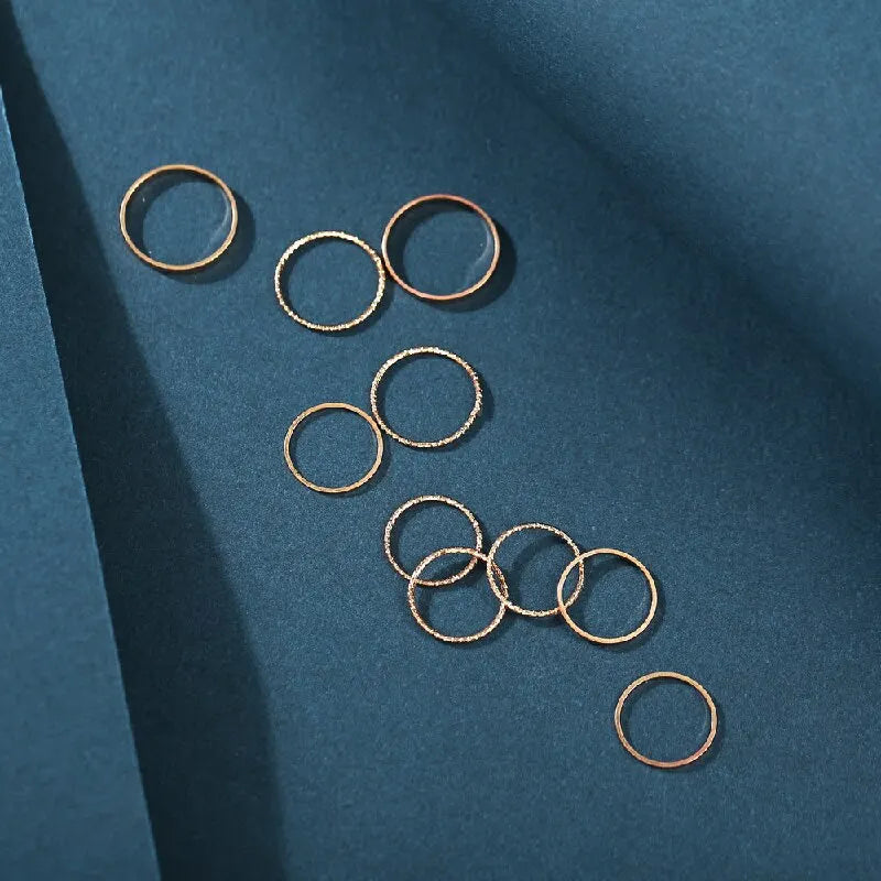 20pcs Gold & Silver Stackable Rings Set – Brass & Iron Alloy