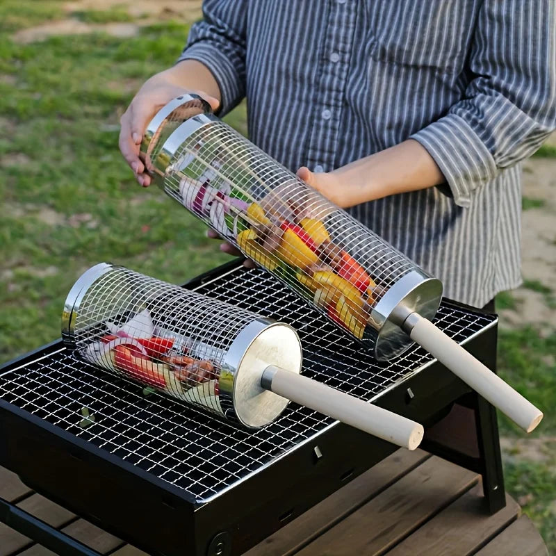 3-Piece Stainless Steel BBQ Grill Basket Set | Air Fryer & Camping BBQ Grill Basket Set Nixie