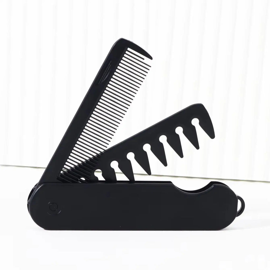 2-in-1 Folding Hair & Beard Comb – Dual Tooth Travel Styling Folding Grooming Comb Nixie