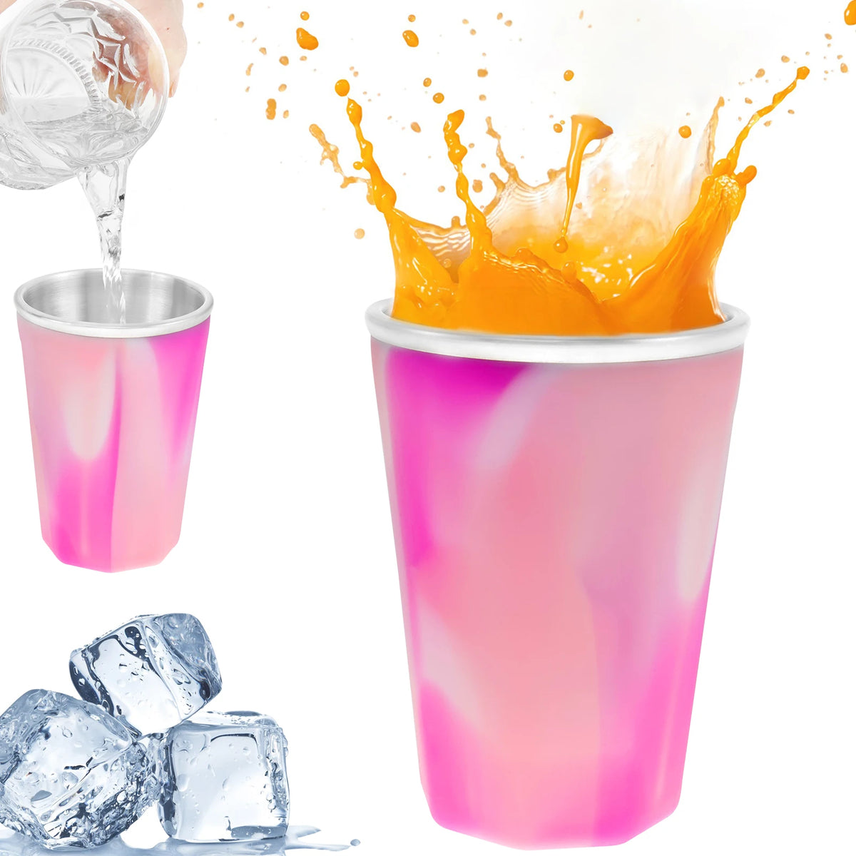 Wine Freeze Cooling Cup 330ml – Silicone & Stainless Steel Freezer Cooling Cup Nixie Camouflage red