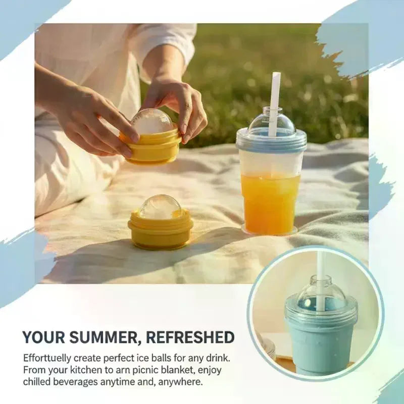 Foldable Ice Ball Cup with Straw | Food-Grade Silicone Mold Silicone Ice Ball Maker Nixie