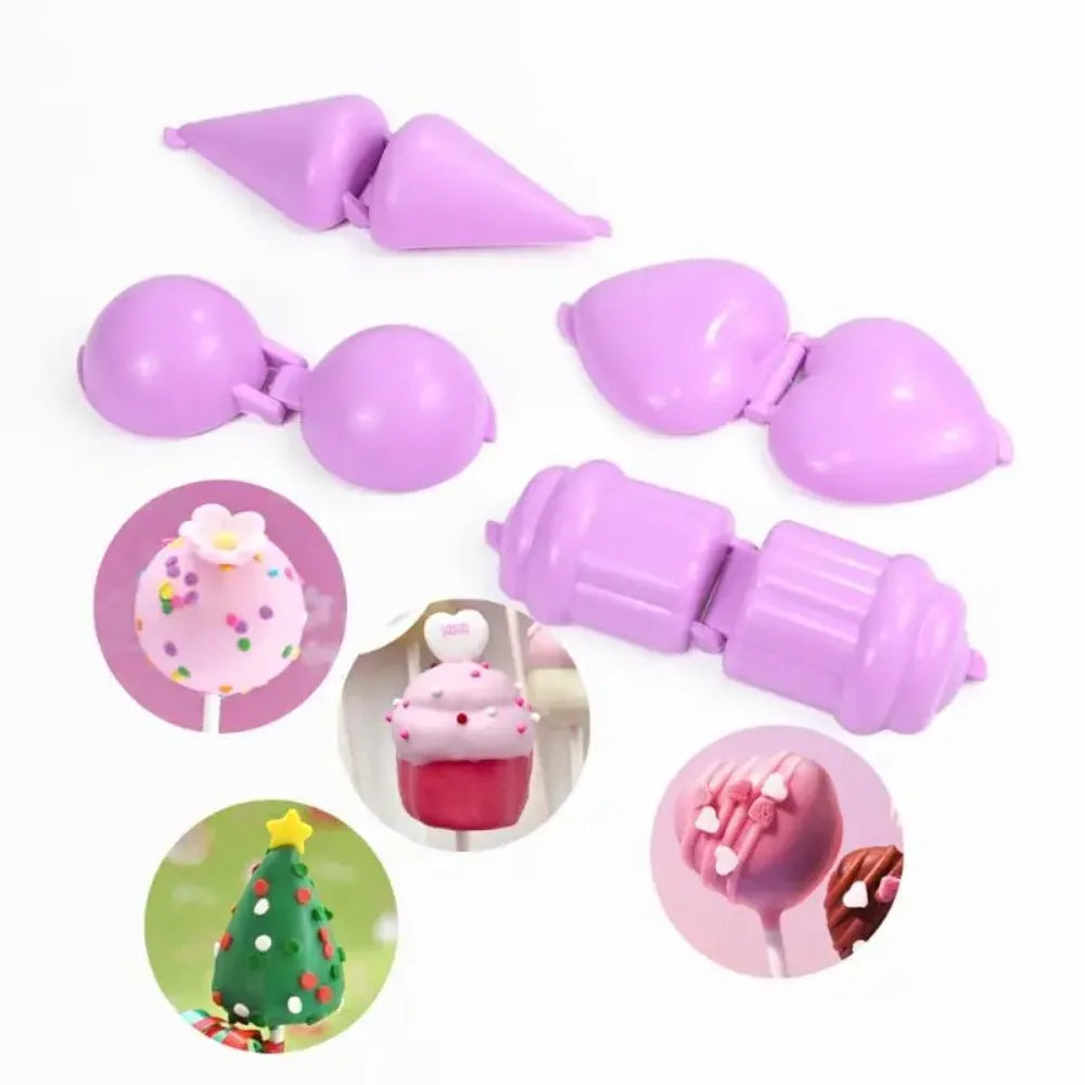 Lollipop & Cake Pop Molds – 4 Shapes: Round, Heart, Cone, Cupcake Baking Mold Set Nixie