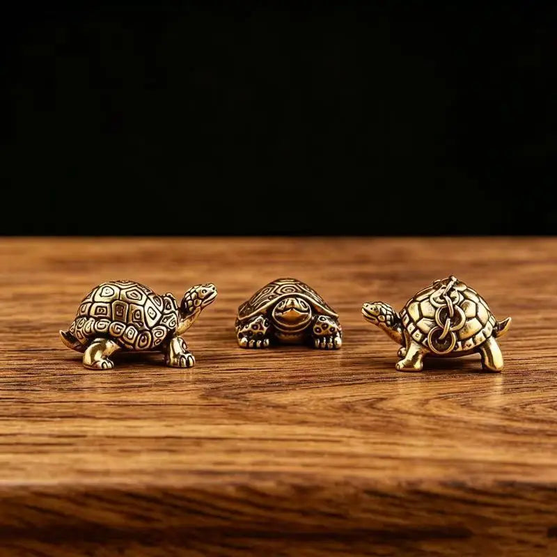 Solid Brass Mini Turtle Figurine | Antique Tea Pet Ornament