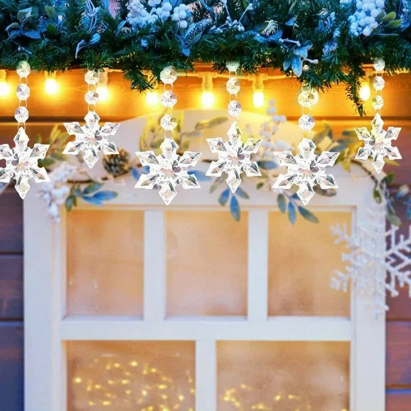 5PCS Snowflake Crystal Acrylic Christmas Tree & Chandelier Ornaments Christmas Ornaments Nixie