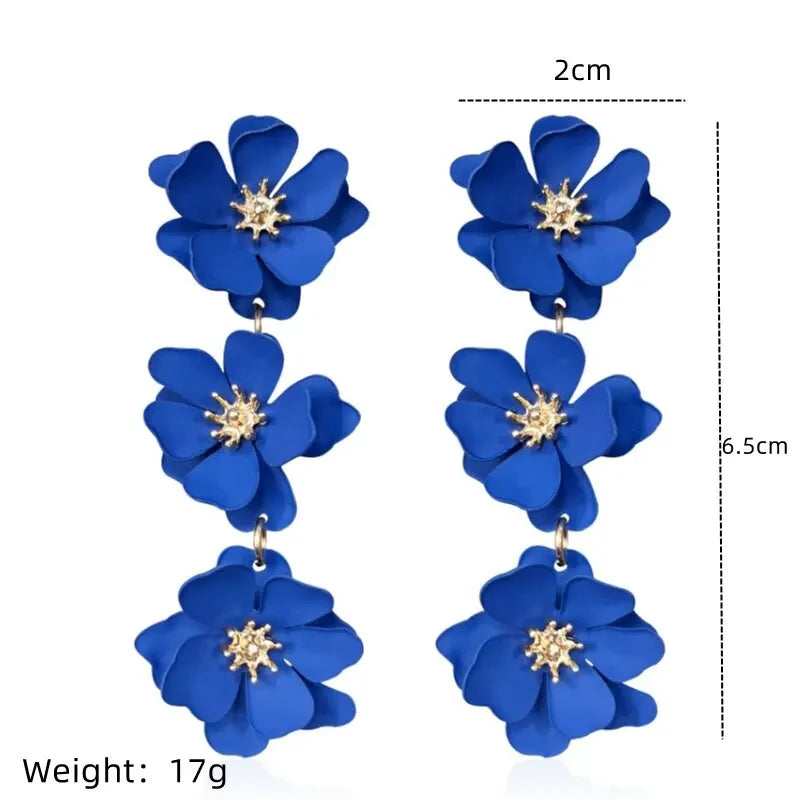 Bohemian Long Drop Earrings – Gold Plated Floral Studs Drop Earrings Nixie