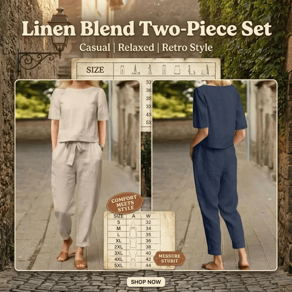 Women's Cotton Linen Two-Piece Wide-Leg Suit | Summer Set Women's Two-Piece Set Nixie