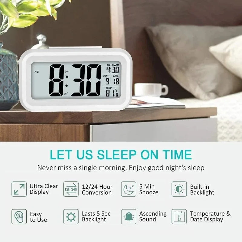 LED Digital Alarm Clock with Backlight, Snooze & Calendar Digital Alarm Clock Nixie