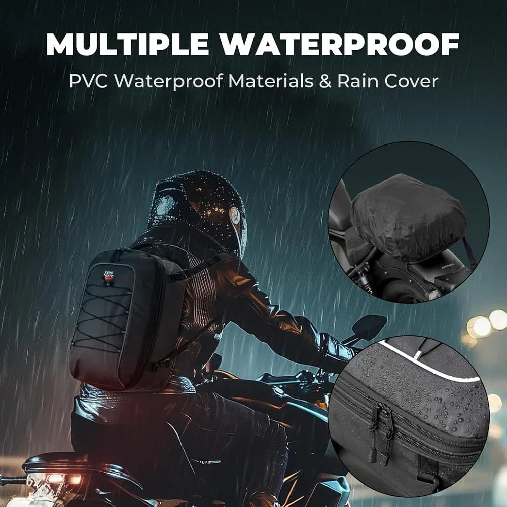 KEMITOUR 22L-30L Waterproof Motorcycle Tail Bag + Rain Cover Motorcycle Tail Bag Nixie