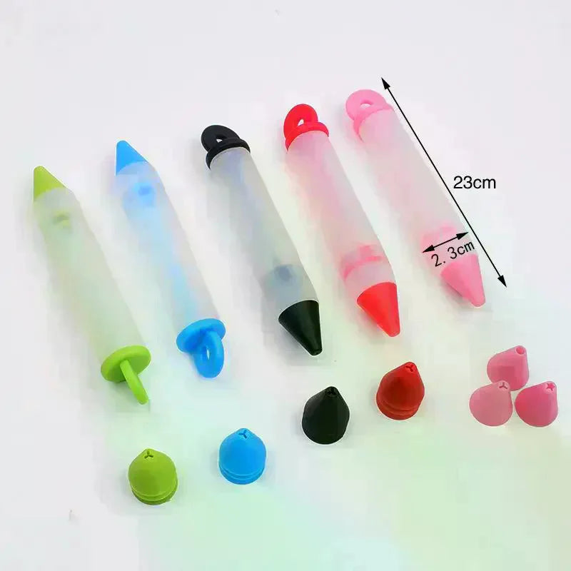 4-Head Silicone Piping Pen Set for Chocolate & Cake Decorating Cake Decorating Tool Nixie