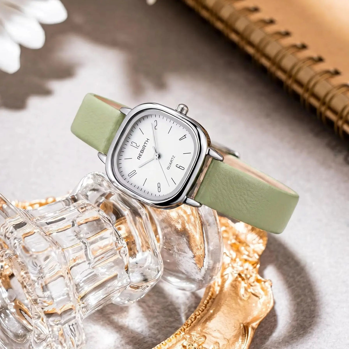 REBIRTH Roman Scale Quartz Watch | Leather Band, Water-Resistant Quartz Wrist Watch Nixie