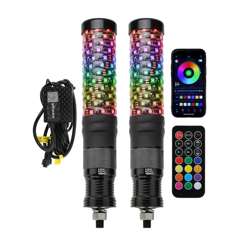3FT RGB LED Whip Lights for UTV ATV – IP67, Brake & Turn Signal LED Whip Lights Nixie 1FT