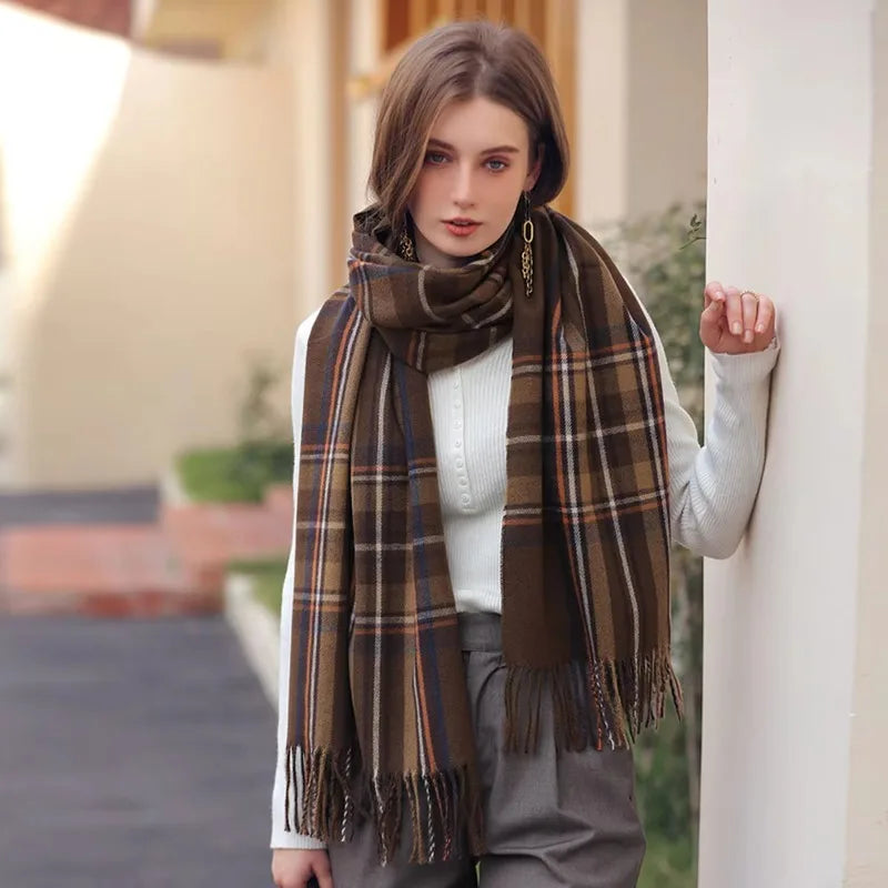 Women's Tassel Plaid Scarf – Soft Scottish Style Winter Shawl Tassel Plaid Scarf Nixie