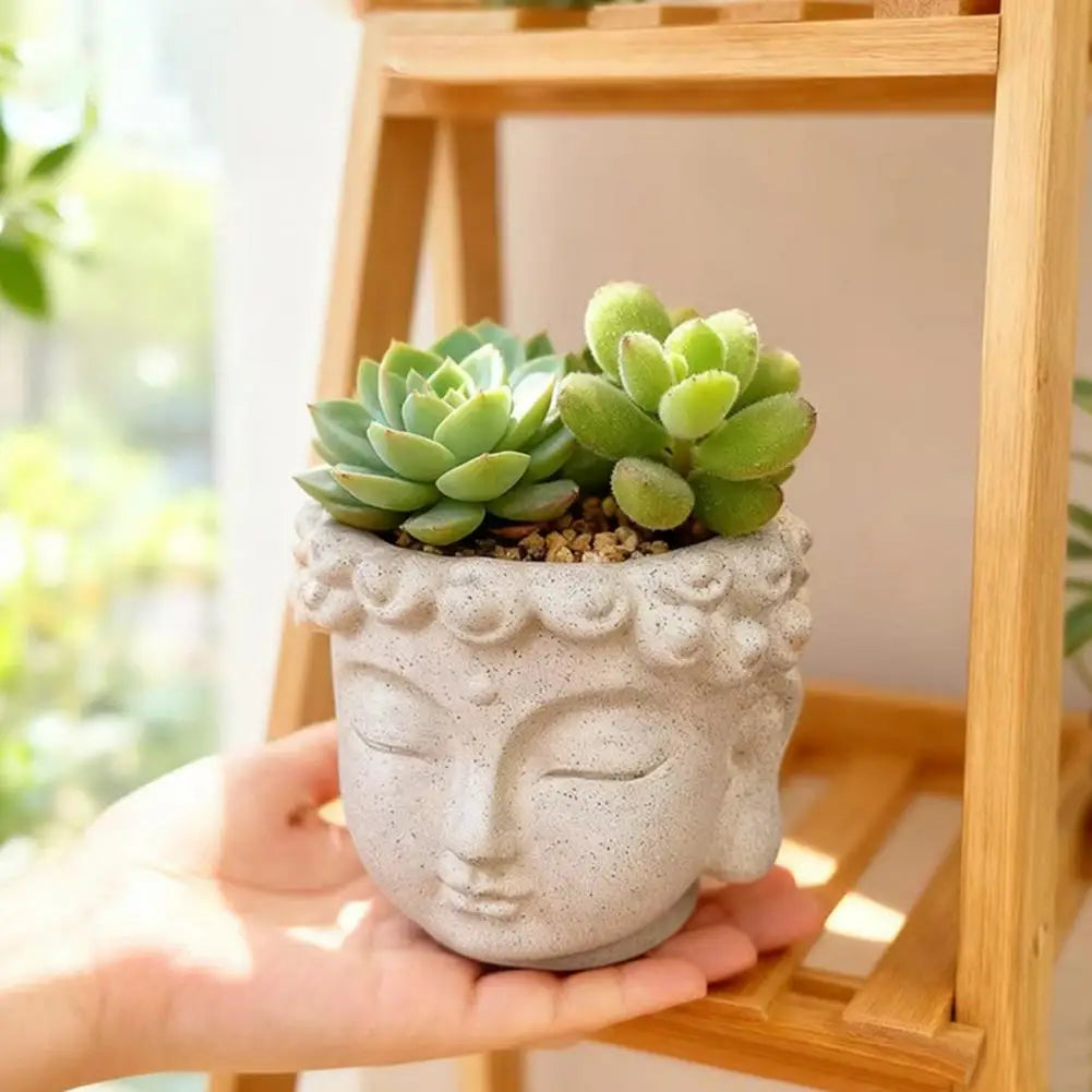 Buddha Head Flower Pot Planter – Zen Sculpture Home Decor Decorative Planter Nixie