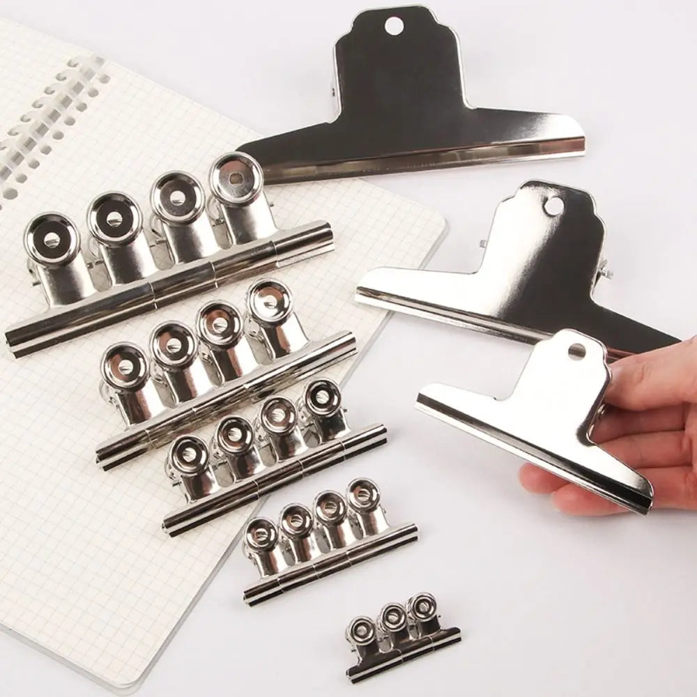 Stainless Steel Binder Clips – Multi-Size Round Flat Mountain Head Metal Binder Clips Nixie