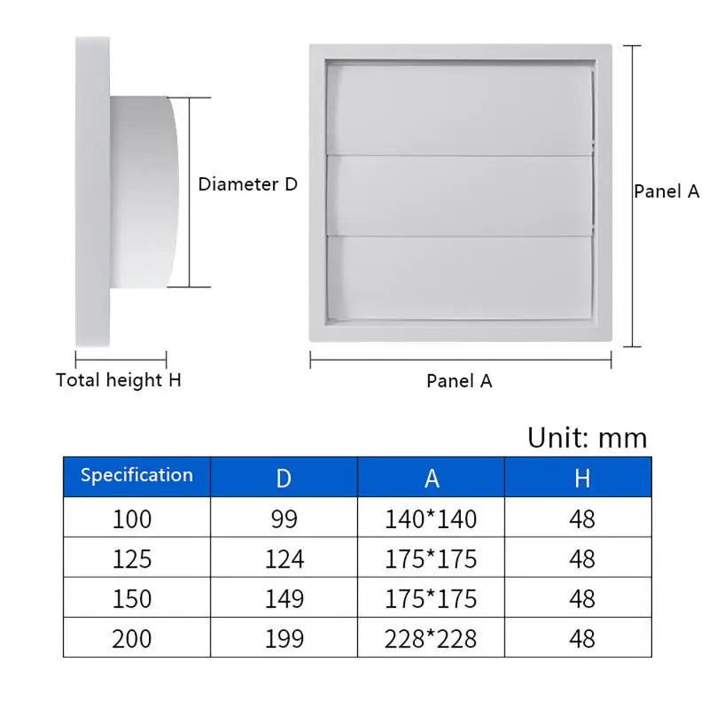 White Exterior Vent Cover Grille – One-Way Plastic Exhaust Hood