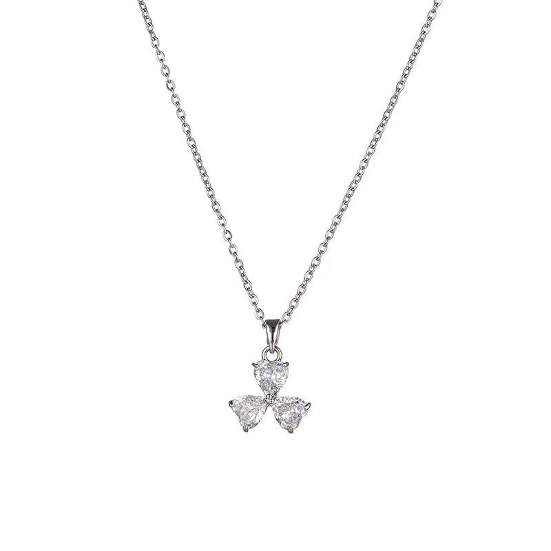 Heart Clover Zircon Pendant Choker Necklace for Women Pendant Necklace Nixie