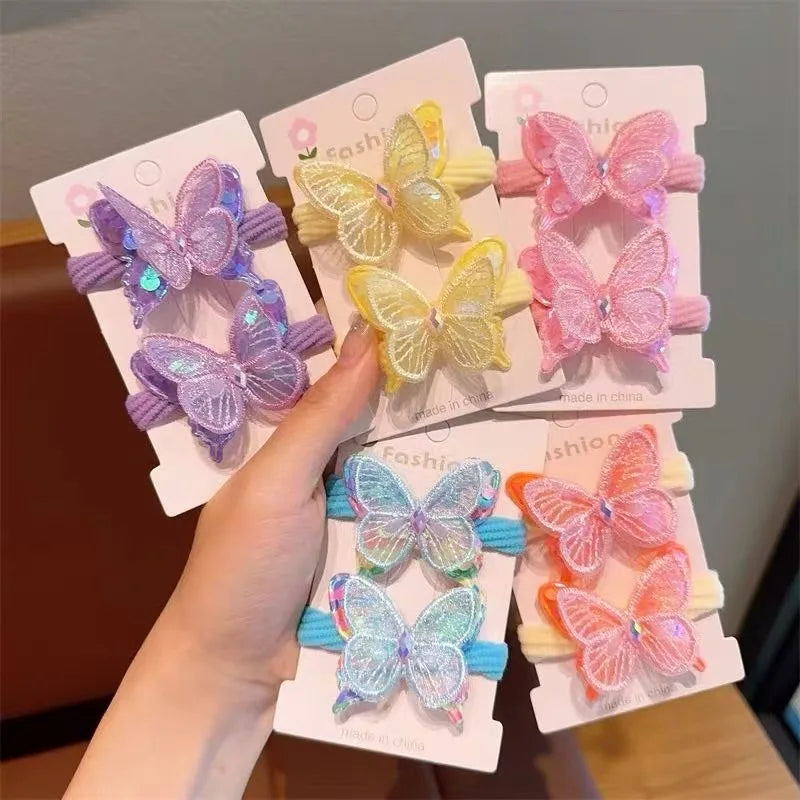2PCS Sequin Butterfly Hair Ties for Girls – Elastic Ponytail Bands Girls Hair Ties Nixie