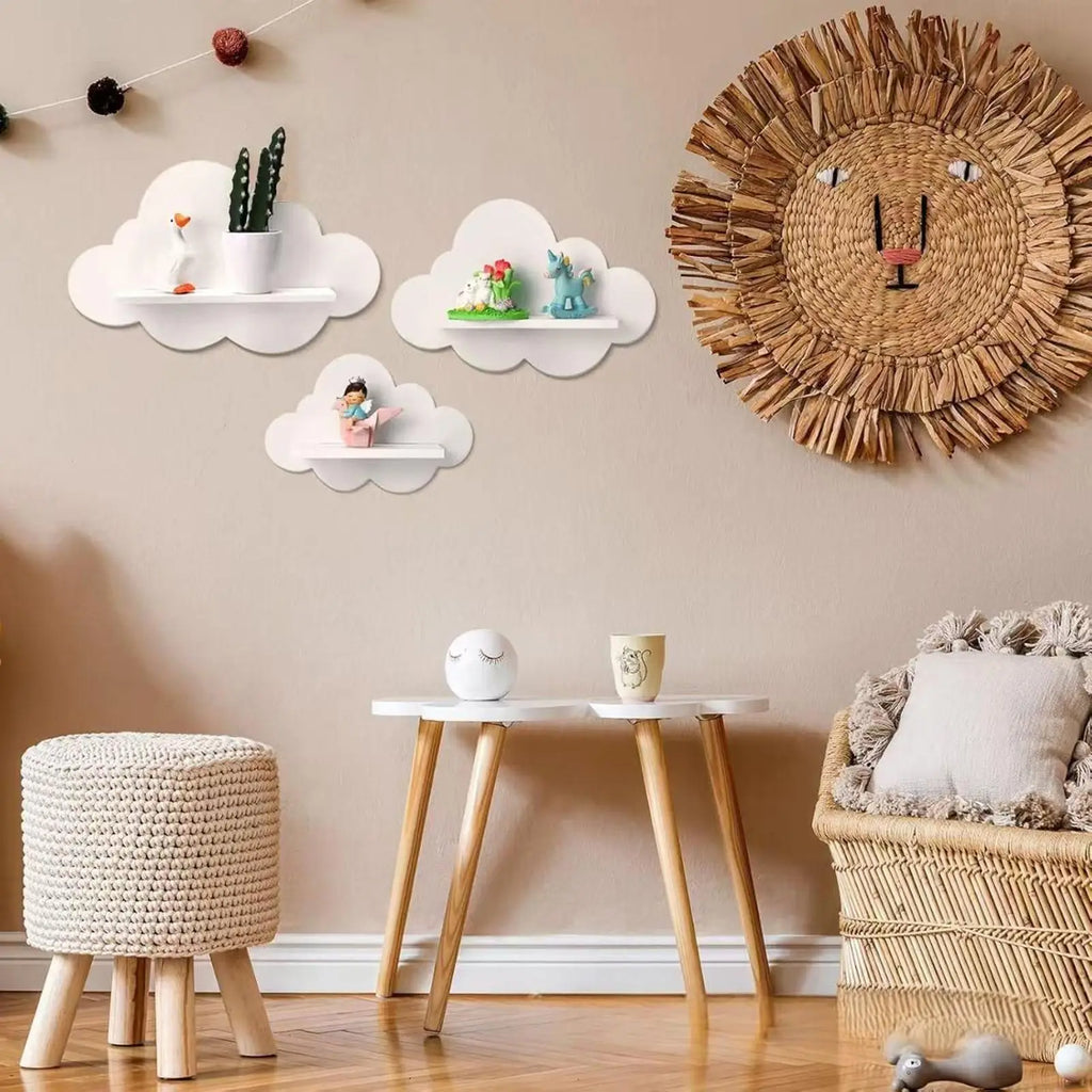 Boho Cloud Floating Wall Shelves Set of 3 – Kids Room Décor Floating Wall Shelf Nixie