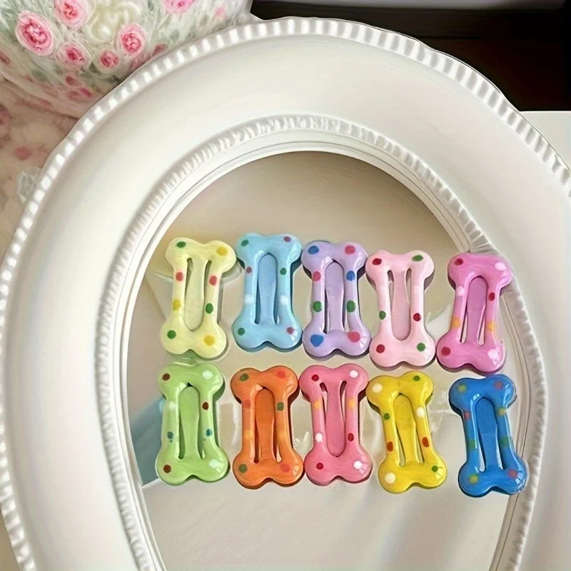 10pcs Multicolor Bone Snap Pet Hair Clips – Dogs & Cats Pet Hair Clips Nixie