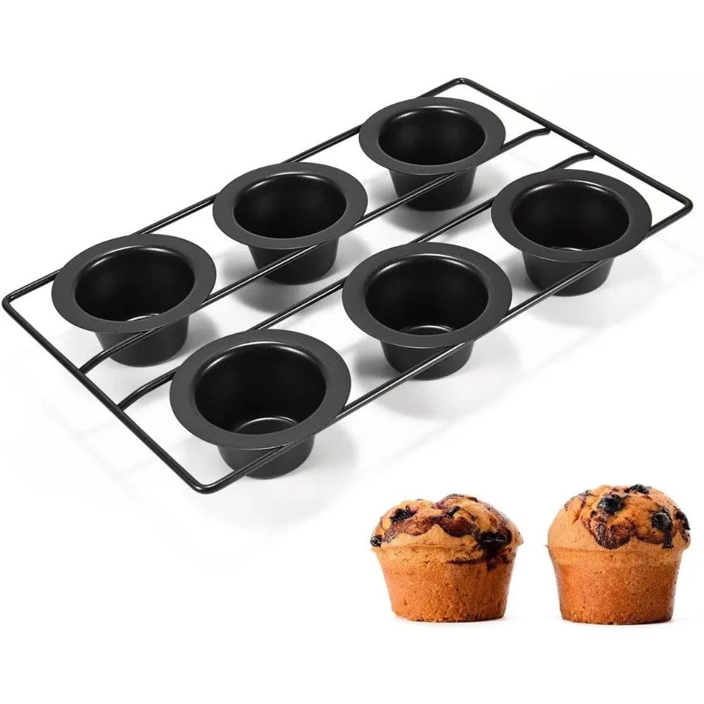 6-Cup Nonstick Popover & Muffin Pan – Stainless Steel Bakeware Nonstick Baking Pan Nixie