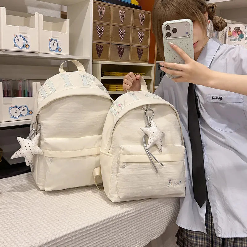 Korean Vintage Embroidered Letter Backpack – Unisex Student Student Backpack Nixie