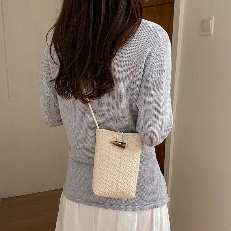 Woven Mini Shoulder Phone Bag for Women | Nixie Bucket Bag Mini Shoulder Bag Nixie