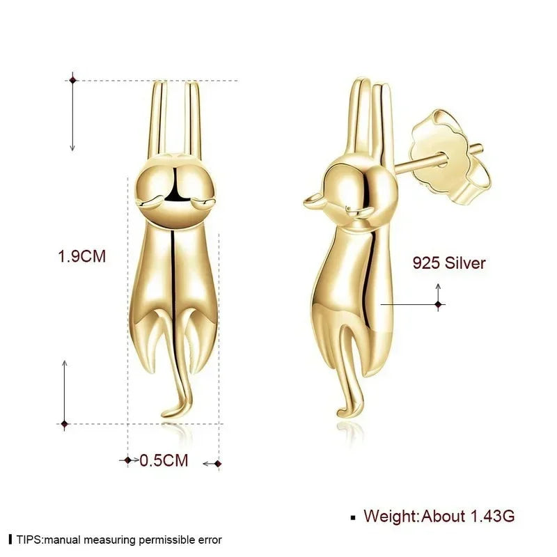 Cute Cat Hollow Stud Earrings – Silver & Gold | 1 or 5 Pairs Stud Earrings Nixie