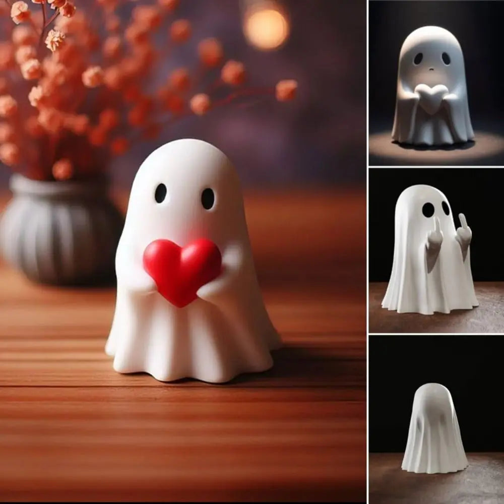 Halloween Cute Ghost Statuette Mini Resin Ornament Décor