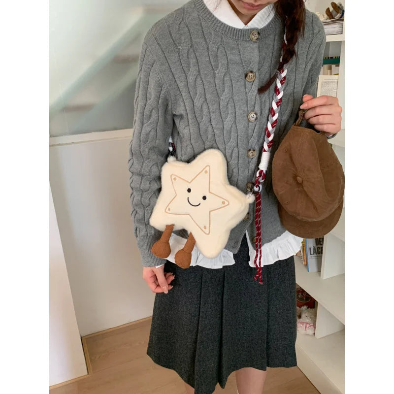 Korean Style Cute Plush Star Fluffy Crossbody Shoulder Bag Plush Crossbody Bag Nixie