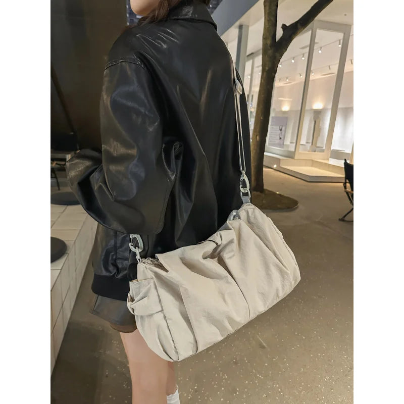Japanese Minimalist Large-Capacity Shoulder Bag – Multi-Pocket
