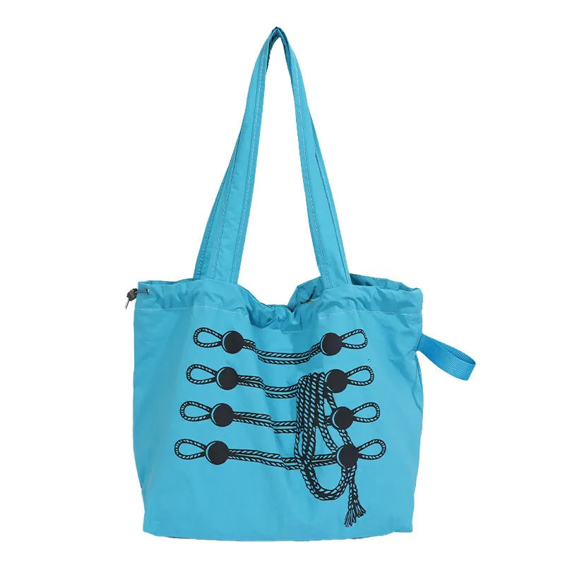 Retro Knot Print Large Tote Bag – Lightweight Women's Shoulder Bag