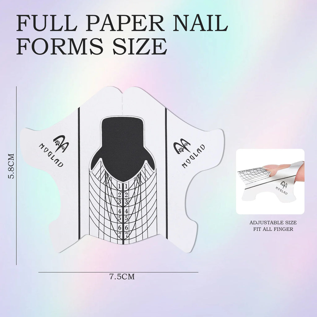5-Pack Mixed Nail Extension Paper Forms – Self-Adhesive Tips Nail Extension Forms Nixie