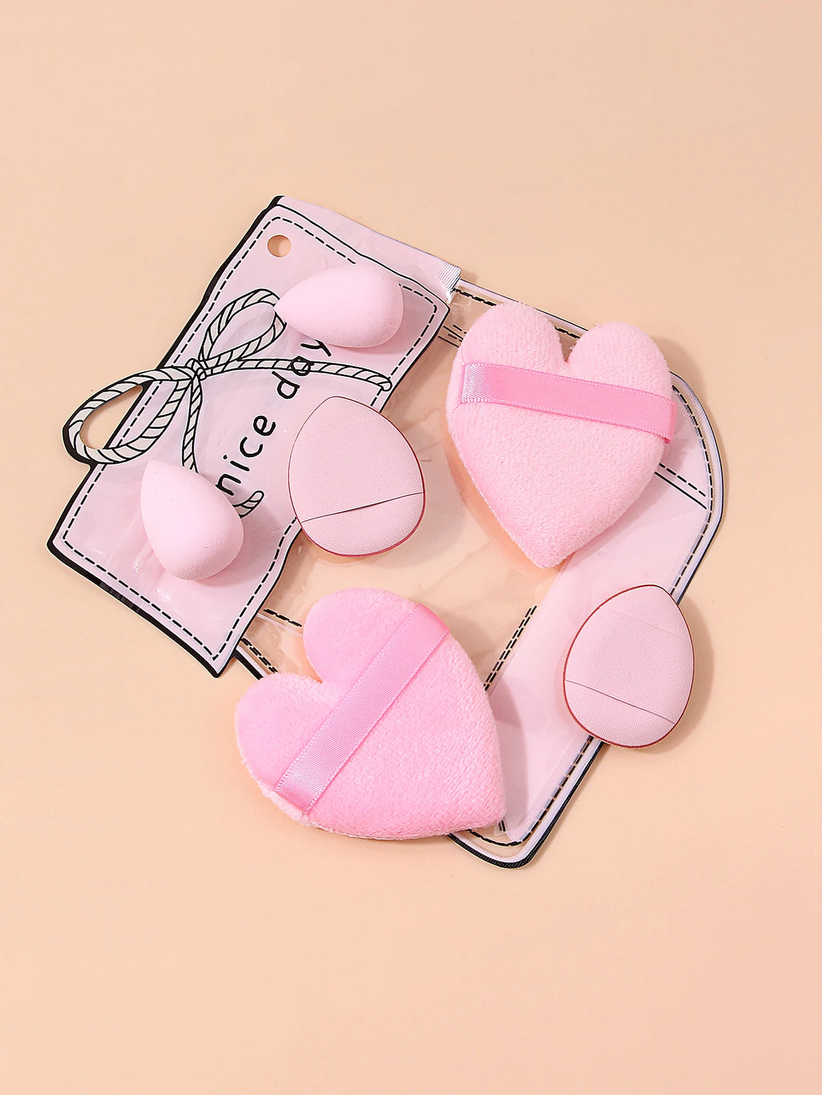 6-Piece Heart Shape Makeup Puff Set with Storage Bag Makeup Sponge Set Nixie