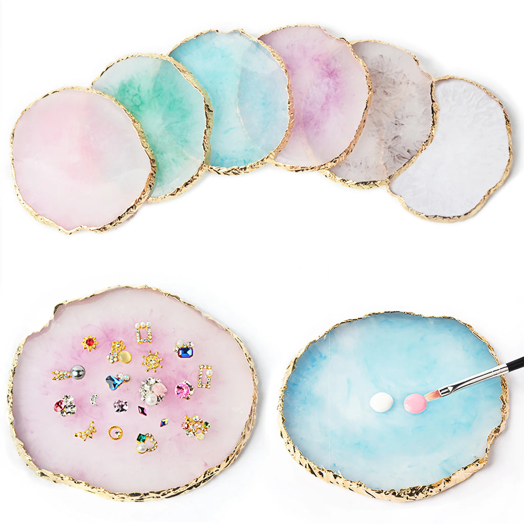 Round Resin Agate Nail Art Palette & Gel Polish Display Shelf Nail Art Palette Nixie