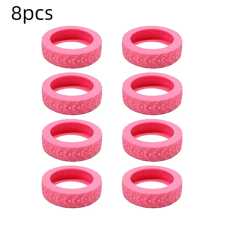 8PCS Rubber Luggage Wheel Covers – Silent Suitcase Caster Protectors Luggage Wheel Covers Nixie Pink