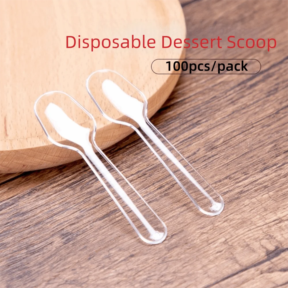 100Pcs Clear Disposable Mini Plastic Tasting Spoons – Party